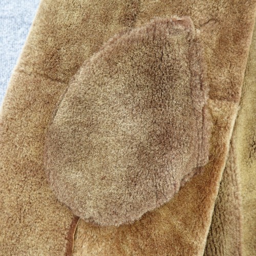 Orvis Mantel Herren 3XL braun Leder Lammfell Shearling schwere Jacke zweireihig - Bild 18 von 24