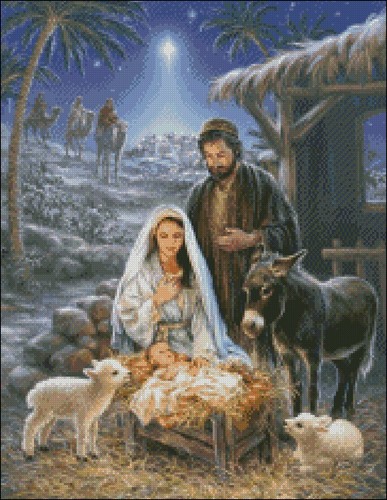 Savior is Born - Counted Cross Stitch Patterns - Color & BW Symbols Charts - Picture 2 of 2