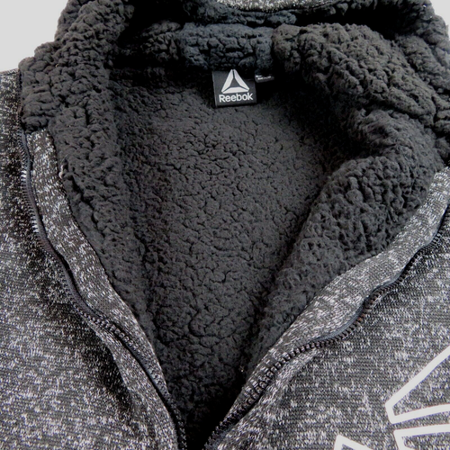 REEBOK marbled black faux sherpa lined knit zip-up hooded Jacket Size XL - Picture 5 of 6