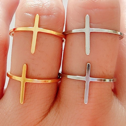 Wholesale 20pcs Sizes Assorted CROSS Ring Women's Jesus Jewelry Stainless Steel - Bild 2 von 11