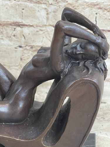 Western Bronze Marble Nude Woman Lady Sleeping Art Deco Sculpture Statue Deal - Picture 7 of 7