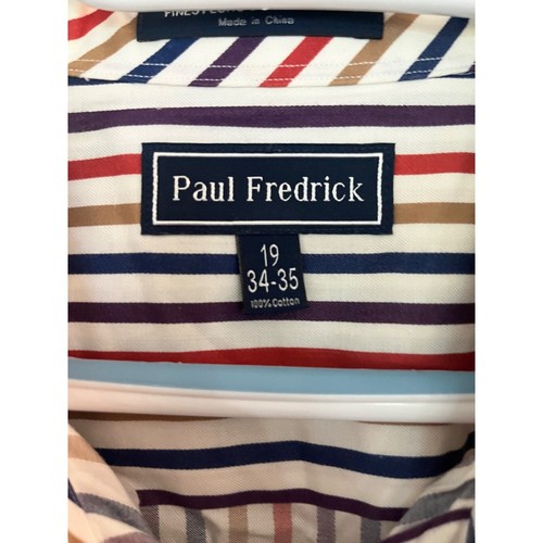 Paul Fredrick Mens Dress Shirt 34 35 Long Sleeve Striped Button Down - Bild 5 von 7