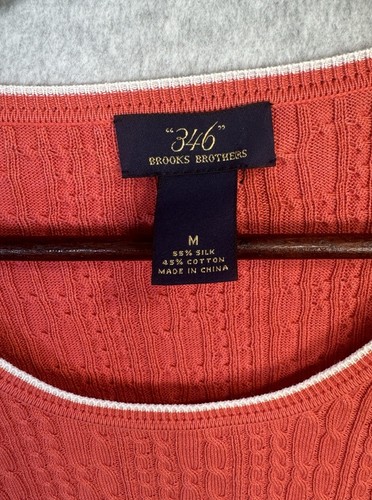 Maglione maglia cavo 346 Brooks Brothers manica lunga seta cotone arancione taglia M usato in ottime condizioni - Foto 5 di 12
