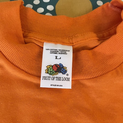 Camiseta en blanco vintage Fruit Of The Loom años 80 naranja puntada única para hombre L sin usar - Imagen 3 de 6