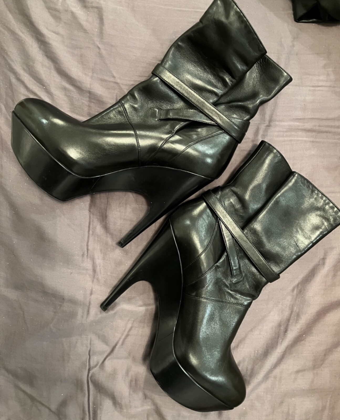 Nuovi stivaletti neri foderati in pelle YSL Saint Laurent Tribute taglia 5 EUR 38