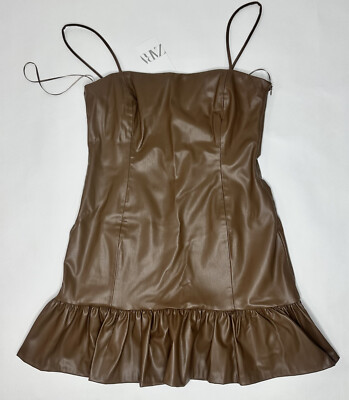 Zara Brown Faux Leather Dress, Size Large | eBay Zara Brown Faux Leather Dress, Size Large | eBay