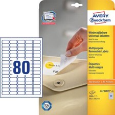 AVERY Zweckform Stick+Lift Etiketten 35,6 x 16,9 mm weiß 2.400 Etiketten