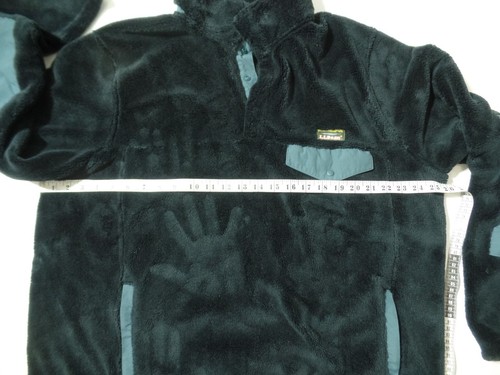 HERREN VINTAGE LL BEAN FUZZY FLEECE PULLOVER MIT KNÖPFEN & ELLENBOGENAUFNÄHER, BLAU XL REG - Bild 2 von 12