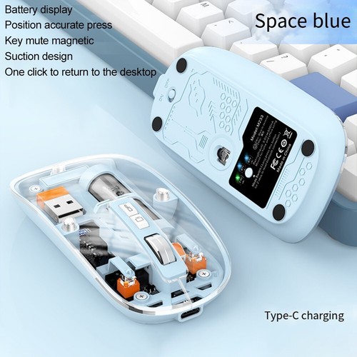 Stylish Transparent Mouse with Adjustable 2400DPI and Rechargeable Battery - Picture 25 of 63