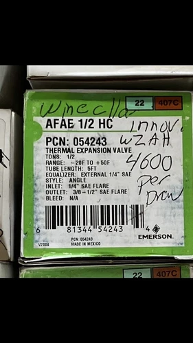 Emerson AFAE 1/2 HC Expansion Valve  AFAE1/2HC  New In Box.  Same Day Shipping