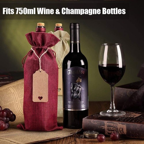 Drawstring Burlap Wine Gift Bags for 750ml Liquor Bottles ( 12PCS, Wine Red ) - Picture 11 of 12