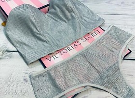 Victoria’s Secret Shine Fashion Show SWAROVSKI Rhinestone Bustier Set Silver