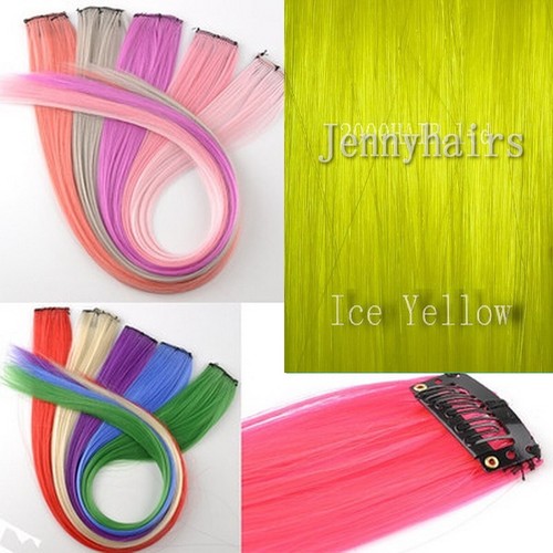 BUY 3 GET 3 FREE! Rainbow Clip In Highlight Streaks like Human Hair Extension UK - Picture 24 of 55