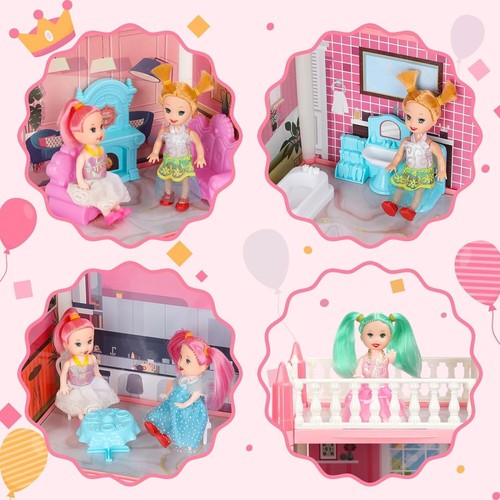 Pretend-Play DIY Doll House Kit,Dream Dollhouse Playhouse Toy Set for Kids Girls - Picture 3 of 8