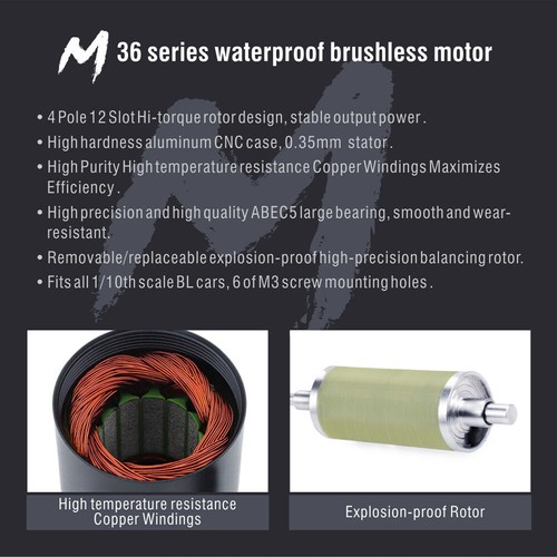 SURPASS HOBBY 3100/4500/4800KV Bürstenloser Motor ESC Power für 1/10 RC Autos - Bild 13 von 33