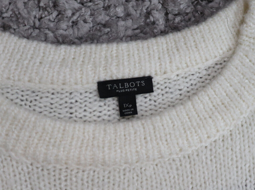 Talbots Fair Isle Nordic Women's Crewneck Sweater Ivory Size 1X Petite - Picture 3 of 8