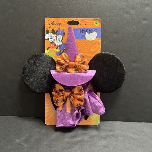 Disguise Disney Minnie Mouse Spooky Headband & Gloveletts Purple Orange Adult - Picture 1 of 10