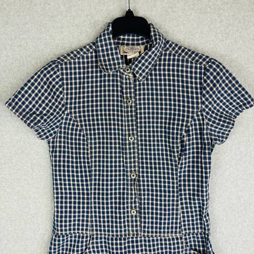 Vintage Grass Raggs Sz 11/12 Dress Blue Jumper Button Plaid Pockets Short Sleeve - Picture 10 of 10