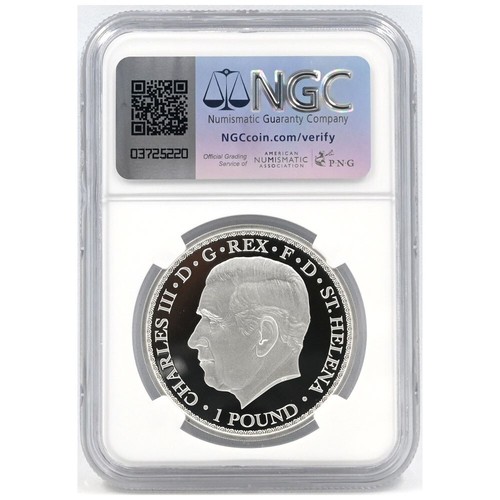 St. Helena 2023 Charles III 1 Pound Silver Coin NGC PF69UC Una and the Lion - Picture 4 of 4