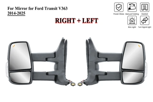 Pair Right+Left Side Long Arm Mirror with BLIS and Signal For 14-25 Ford Transit