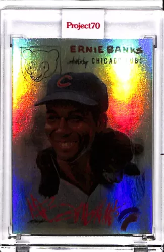 2021 TOPPS PROJECT 70 #588 - ERNIE BANKS BY CHUCK STYLES - RAINBOW FOIL 01/70