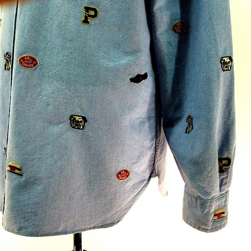 RALPH LAUREN Oxford Shirt Varsity Embroidered Button Down L/S Men's L $168 EUC * - Picture 5 of 11