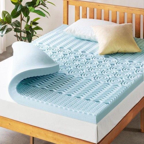 4 Inch 5-Zone Memory Foam Mattress Topper Cooling Gel Infusion Prevent Heat New - Picture 26 of 49