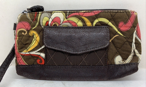 Vera Bradley Brown Wristlet With Removable Strap - Picture 2 of 9