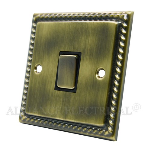 Georgian Antique Brass Light Switch - 10 Amp 1 Gang 2G 3G 4G 2 Way Intermediate - Picture 2 of 6