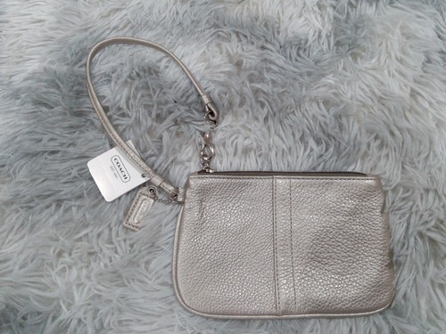 Coach Wristlet Small Black Purple Brown White Green Peach Leather Signature - Picture 3 of 40