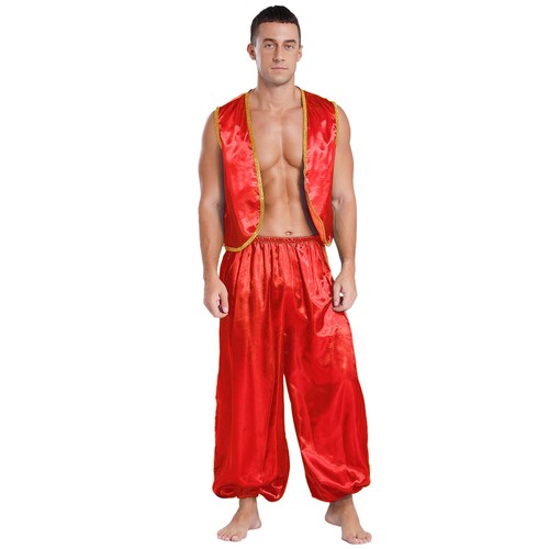 Mens Vest And Pants Satin Arabian Prince Party Halloween Uniform Costume Top - Picture 10 of 55