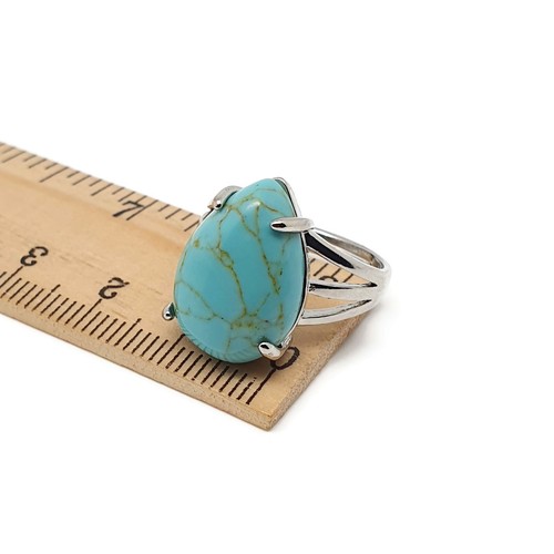 Gemstone Ring Teardrop Crystal Chakra Cocktail Adjustable Band Silver Plated - Picture 56 of 129