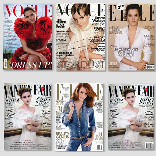 Lot 6 Emma Watson Harry Potter British Vogue Elle Vanity Fair Magazines No Label - Picture 1 of 7