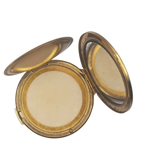 Vintage Stratton Gold Tone Round Makeup Compact with Mirror England PROP - Picture 1 of 6
