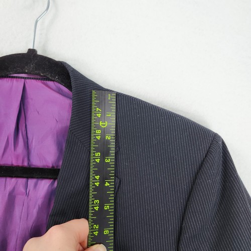 Paul Betenly Jacket Mens 40R Navy Blue Pinstripe Roberto Ceramica Blazer - Picture 5 of 12