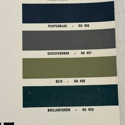 Vintage DKW Car Paint Chip Color Sample Sheet Valentine - Picture 3 of 9