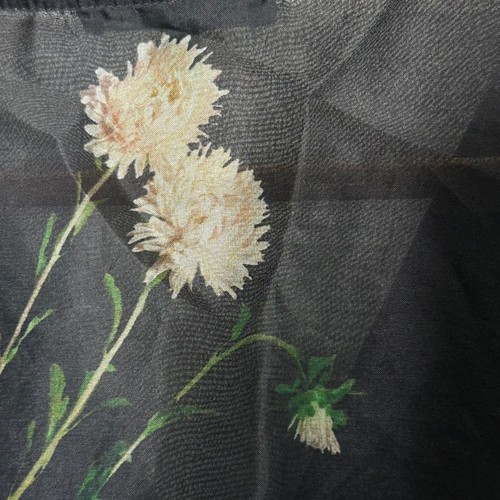 Top envolvente de organza de seda Madewell manga abullonada Aster retrato floral transparente talla XS - Imagen 6 de 13