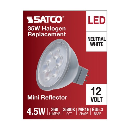 12 Pack 40 Degree Flood LED 12V 4.5W 35W MR16 2-Pin GU5.3 Gray 3500K Neutral - Picture 5 of 8