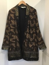 CHICO S Kimono Inspired Jacket Black Metallic Knit Woven 2 M Below Hips