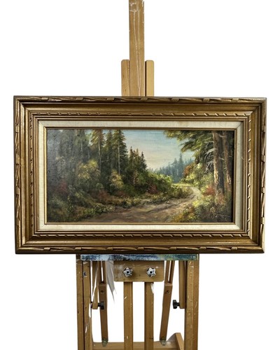 J. BOONE Vintage Waldlandschaft Malerei in massiv geschnitztem Taos Stil Holzrahmen - Bild 6 von 10