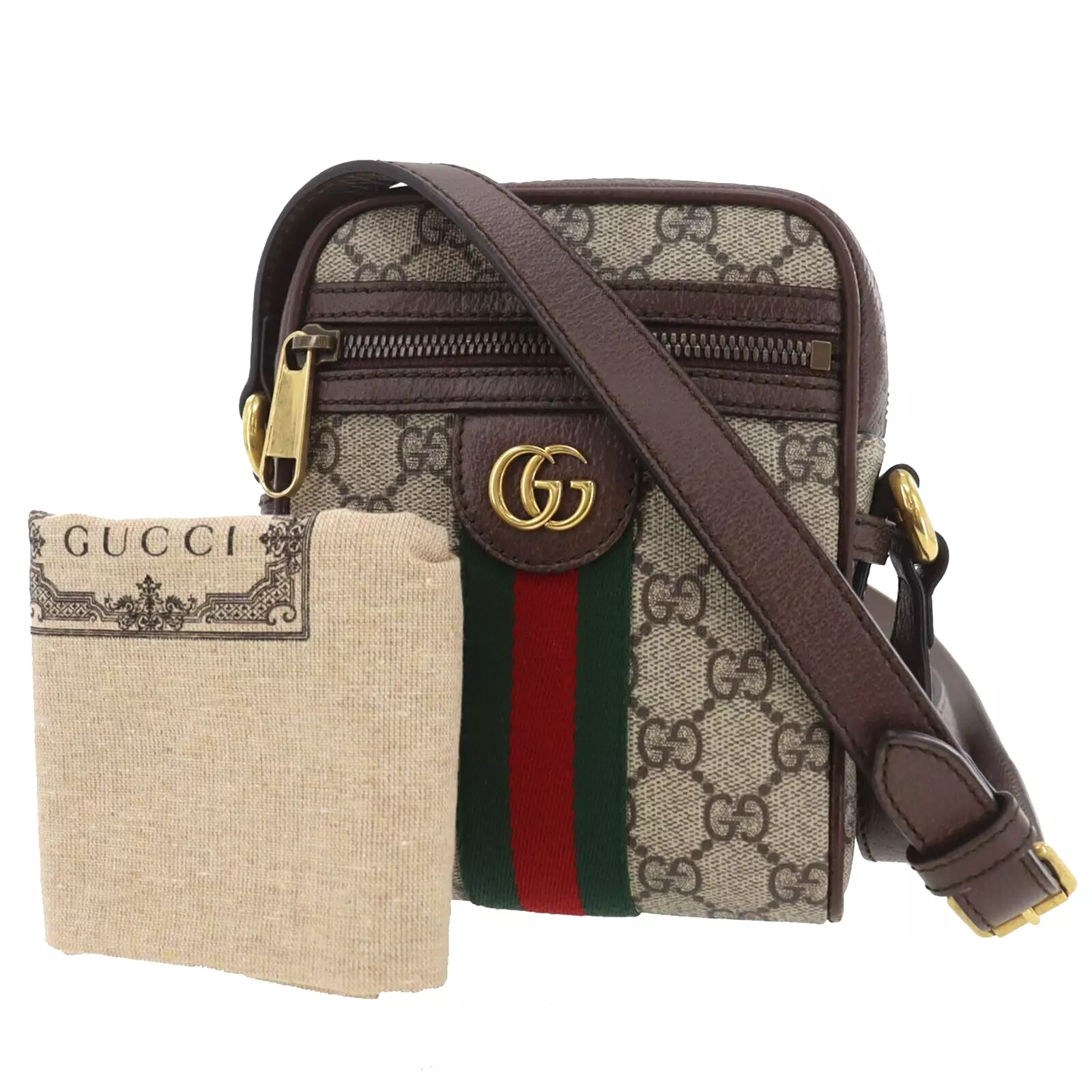 Sac bandoulière d'occasion GUCCI GG Supreme Ophidia PVC marron #DA395 A