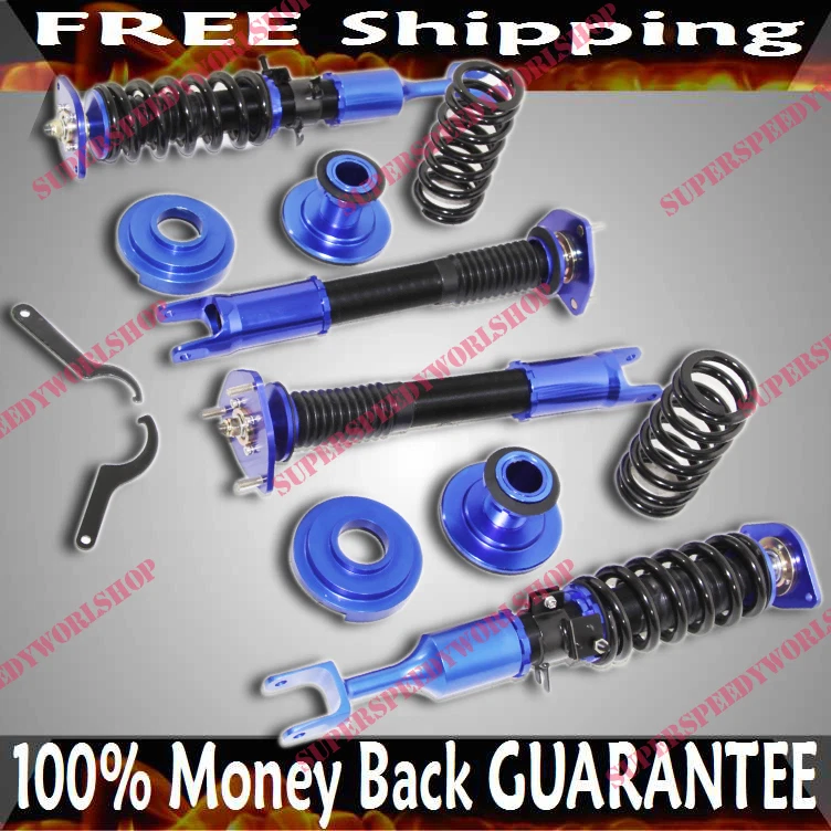 Kits inferiores de ajuste de suspensión 2D Coilover cupé base Nissan 350Z 03-08 AZUL Foto 2 de 4