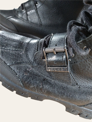 Women's Ralph Lauren Polo Quinlan Black Leather Fur Boots 8 B UK 6 Needs Repair - Picture 4 of 10