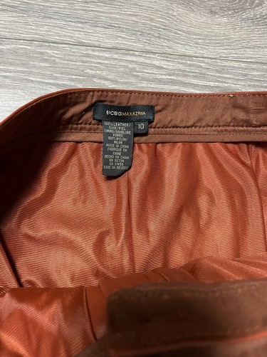 BCBG Vtg Rust Brown 100% Leather Trouser Pants Lace Up Stitch Western Boho sz 10 - Picture 14 of 19