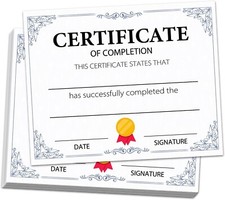 25 Certificate of Completion, Training Certificate of Achievement, Award Recogni