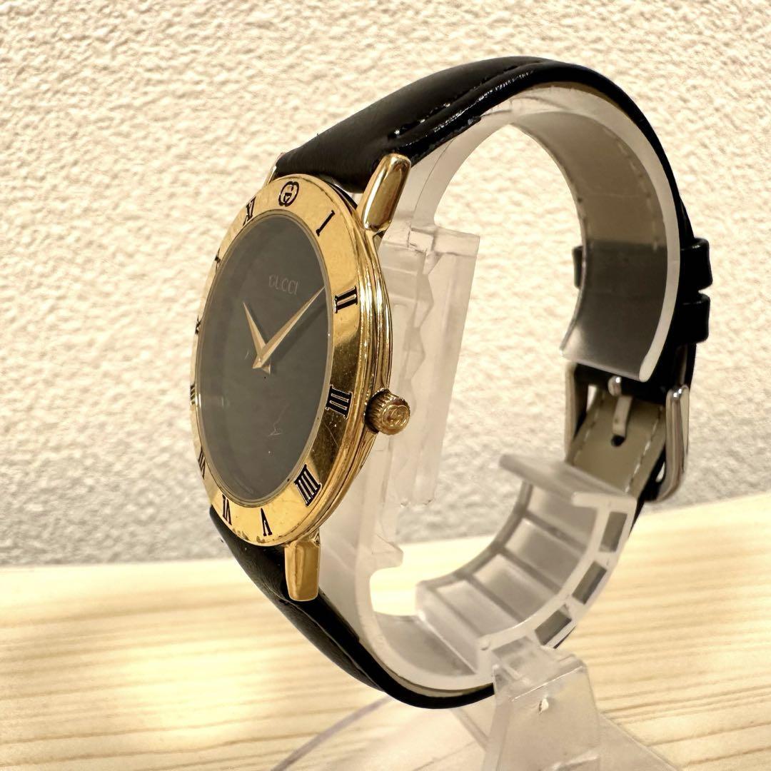 GUCCI 3000M 33mm Watch Quartz Mens Genuine Belt Black Dial GUCCI 3000M 33mm Watch Quartz Mens Genuine Belt Black Dial