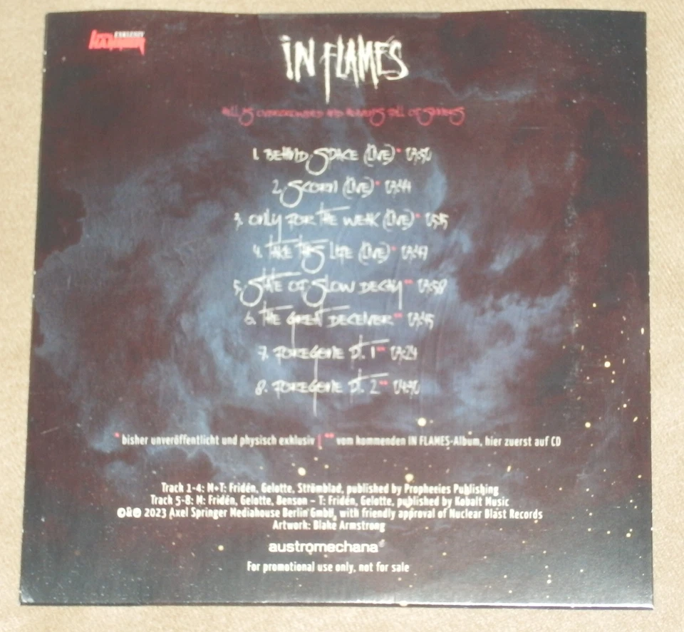 IN FLAMES Hell is overcrowded and Heaven's CD 2023  Metal Hammer Promo Foregone* - Bild 2 von 4