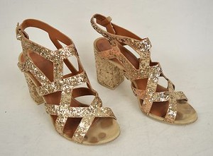 Givenchy-Sandals-Gold-Glitter-Block-Heel-Gladiator-Strap-36-Italy