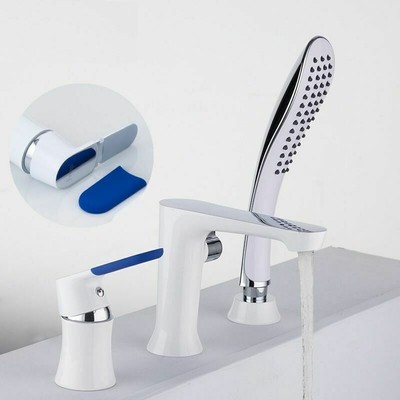 Three Piece Hole Bathtub Faucet Separation Split White Spray Hot