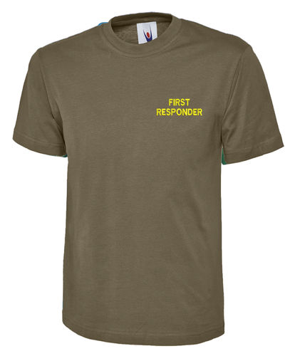 FIRST RESPONDER EMBROIDERED T-SHIRT AMBULANCE MEDICAL AID WORKWEAR HEALTH CARE - Picture 14 of 40